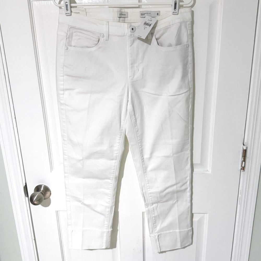 J. Jill Denim Authentic Fit Cropped Jeans White Size 8 NWT
